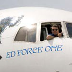 The cockpit of Ed Force One on the ground in Australia