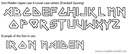 A sample of text in the Iron Maiden font A sample of text in the Iron Maiden font