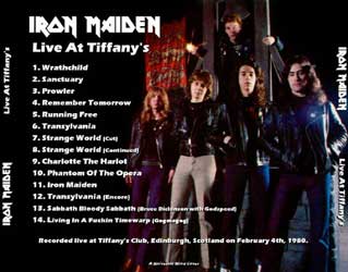 Back cover of Iron Maiden - Live at Tiffany's