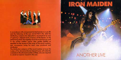 Front cover of Iron Maiden - Another Live Front cover of Iron Maiden - Another Live