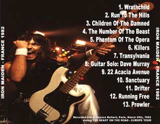 Back cover of Iron Maiden - France '82
