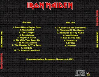 Back cover of Iron Maiden - Drammen 83