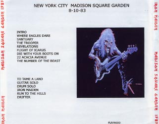 Back cover of Iron Maiden - Madison Square Garden 1983