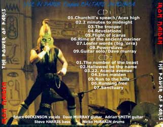 Back cover of Iron Maiden - The Power Of Paris